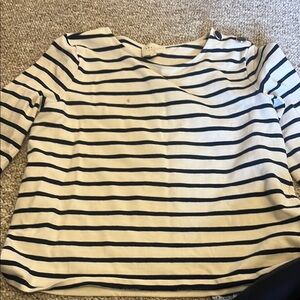 Black and White Boxy 3/4 Sleeve Blouse